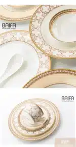 Delicate Bone China Bowl Saucer Luxury Gold-plated Dinner Plate Coffee Cup Hotel Restaurant Dinnerware Dinner Cooking Fish