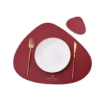 Inyahome PU Leather Dual Sided Placemat and Coaster Set Upgraded Coffee Mats Home Kitchen Dining Table Place Mats Nordic