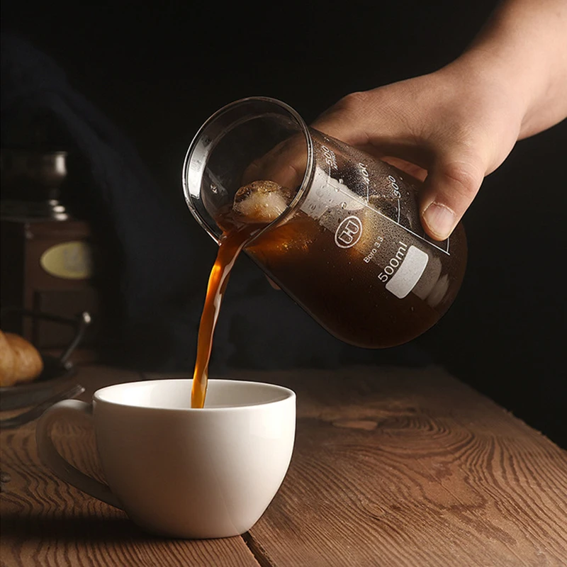 250ml/500ml Conical Glass Coffee Sharing Pot Iced Americano Coffee Utensils Hand-Brewed Coffee Sharing Pot Conical Measuring Cup