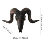 Creative 3D Longhorn Cow Skull Head Ornament Wall Hanging Resin Animal Statue Crafts Home Office Decor Retro Bull Skull