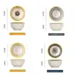 Nordic Style Ceramic Rice Bowl Underglaze Japanese Breakfast Bowl High Aesthetic Value round Shape Dinnerware Set – top view