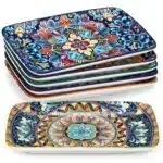 vancasso 6/12 Piece Porcelain Rectangular Serving Plates Bohemian 8.5inch Dinner Plates Set for Beef/Food/Noodles/Pasta 6