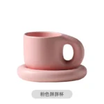 Cute Coffee Mug Personalised Ceramic Coffee Cup & Saucer Sets for Office and Home Couple Mugs for Latte Milk and