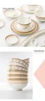 Delicate Bone China Bowl Saucer Luxury Gold-plated Dinner Plate Coffee Cup Hotel Restaurant Dinnerware Dinner Cooking Fish