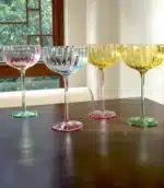 Colorful Glass Vertical Stripes Petal Shaped Glasses Goblet Grape Wine Glass Red Wine Glass Dessert Glass Bowl – close-up