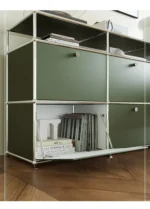 Sideboard Storage Cabinets Modular Combination Metal Frame for Living Room Office Drawers Customizable Large Storage Olive Green - Image 36