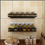 Kitchen Spice Rack Stainless Steel Wall-Mounted Storage Shelves Seasoning Bottle Rack Bathroom Punch-Free Storage Organizer