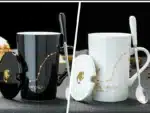 12 Constellations 420 Ml Ceramic Mugs Creative Mugs With Spoon Lid Black Mug New Bone China Coffee Cup Drinkware Couples