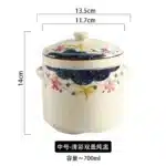 Ceramic Stew Pot Japan Plum Blossom Stew Bowl Double Lid Stewed Bird's Nest Steamed Egg Double Handle Egg Cup Kitchen