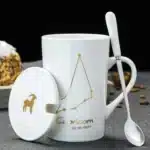 12 Constellations 420 Ml Ceramic Mugs Creative Mugs With Spoon Lid Black Mug New Bone China Coffee Cup Drinkware Couples