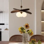 2026 Wabi Sabi Wicker Hanging Chandelier Light Fixture Vintage Glass Bubble Pendant Lamp For Dining Room Bedroom Living Room