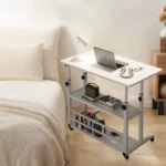 Multi-Layer Standing Desk Small Office Desk Adjustable Height Wooden Computer Desk Workstation Work Table Laptop Desk for