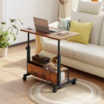 JHK 31.5IN Adjustable Height Mobile Standing Computer Desk with Locking Wheels Metal Frame Portable Workstation for Walking