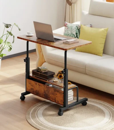 JHK 31.5IN Adjustable Height Mobile Standing Computer Desk with Locking Wheels Metal Frame Portable Workstation for Walking