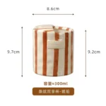 Modern Striped Ceramic Coffee Cup Hand Painted Simple Flower Tea Cup Home Breakfast Milk Mug Couple Mug Birthday Gift Home