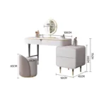 Goldoma Modern Vanity Table with Mirror and Stool – side view