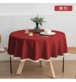 New Large Round Tablecloth Solid Color Cotton Linen Waterproof Table Cloth Oil-Proof Table Cover for Kitchen Garden