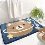 40*60cm Bath Mat Cute Lion Dinosaur Crocodile Bathroom Carpet Flocking Waterproof Non-Slip Shower Rug Entrance Door Foot