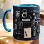 【Police Gift】Custom Name Ceramic Mug with Police Badge Logo - Personalized Officer's Day Present – top view