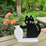 Refrigerator Magnets Black Cat Pushing Vase Decor Cat Whisker Collection Memorial Box Fridge Magnet Home Office Decor For