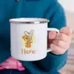 Custom Letter with Name Mug Bear Printed Creative Enamel Cup,Coffee Drink,Milk Mug,Handle Drinkware,Birthday Gifts for Kid