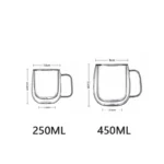 250/350/450ml Double Wall Glass Coffee Cup High Borosilicate Glass Mug Heat Resistant Coffee Milk Juice Water Cups with