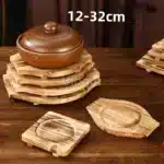 Wood Pot Holder Wooden Trivets Bowl Trivet Hot Stone pot Mat Korean Dolsot Plate Base Placemat Bibimbap Coaster Pan Dish