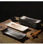 Japanese Cuisine Strip Sushi Plate, Restaurant Ceramic, Long Platter Dessert Plate, Household Tableware – base detail