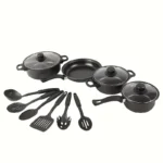13-Piece Nonstick Cookware Set Black - Induction Compatible Pot Pan Set with Frying Pan & Utensils for Kitchen &