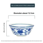 Chinese Sle Cerc Blue And White Dinnerware Set Thiened Bone Bowl Plate Tea Cup Spoon Four-Piece Table Setting – angled view