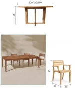 French retro oval dining table with natural wood top and teak base in a dining room setting