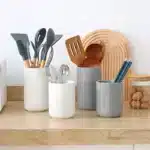 Ceramic Storage Canister Nordic Kitchen Utensil Holder for Spoons Spatulas Cooking Tools Organizer – styled in a modern