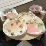 Strawberry Series Relief Ceramic Tableware Dim Sum Plate – styled in a modern Tabletop setting