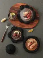 Black Cement Tableware Dinner Plate stone Sashimi sushi Disc Dry Ice Tray Plate Dessert Plates Dim Sum Dish Steak Plates