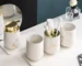 Matte Gold Ceramics Bathroom Set Decor Soap Dispenser Toothbrush Holder cup Soap Dish tray Mouthwash Cup bathroom Washing Set