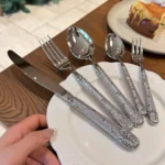 304 Stainless Steel Cutlery Set Silver Steak Knife Fork Spoon Houseuse Tableware Fruit Fork for Kitchen Dining Banquet Bar