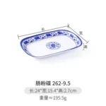 Melamine Chinese Style Blue and White Porcelain Tableware Creative Oval Dinner Plate – angled view