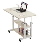 Height Adjustable Bedside Table Multi-Layer Storage Swivel Wheel Home Desk Mobile Laptop Standing Desk for Dormitory and