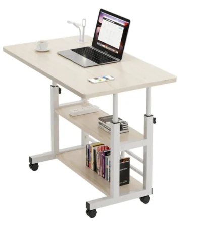 Height Adjustable Bedside Table Multi-Layer Storage Swivel Wheel Home Desk Mobile Laptop Standing Desk for Dormitory and