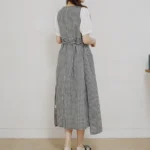 Korean Fresh Cotton Plaid Apron Side Slit Tie Gardening Vintage Apron Flower Shop Coffee Shop Restaurant Baking Apron – side