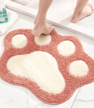 Cartoon Foot Shape Bath Mat Bathroom Door Absorbent Foot Mat Anti-slip Microfiber Bathroom Rug Machine Washable Bath Carpet