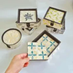 6 Pieces Colorful Shell Coaster Set Circle/Square Teapot Cup Insulation Pad Desktop Tableware Bowl Mat Home Kitchen Supplies