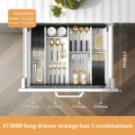 Kitchen drawer organizer with compartments for cutlery and utensils