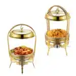 9L Gold Hanging Hinged Lid Chafing Dish Buffet Set For Catering Pour Buffet Stainless Steel Food Warmer Luxury Chafing