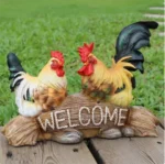 Creative Resin Rooster Hen Welcome Sign Decoration Items Home Livingroom Desk Sculpture Crafts Outdoor Garden Statue Accessories - Image 7