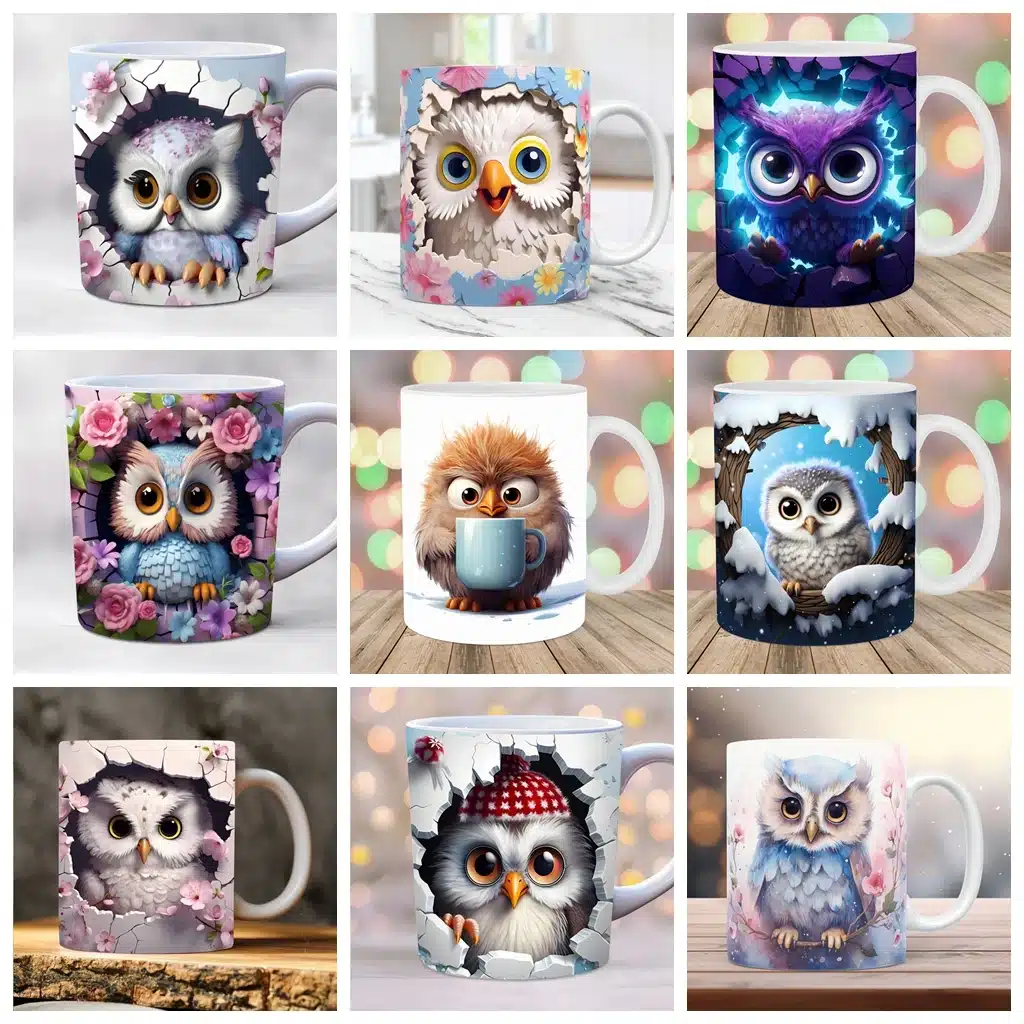 3D cute owl mug 11oz creative coffee mug bird lover friends christmas gift mug home juice cup