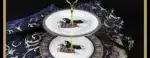European Style Ceramic Double Layered Tray Fruit And Candy Plate Afternoon Tea Cake Stand Three Tier Dessert Holder Serving