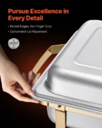 SucceBuy 8 Qt 4 Pack Chafing Dish Buffet Set Stainless Steel Chafer with 2 Full Size and 4 Half Size Pans Catering Warmer Server - Image 2