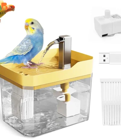 Automatic bird bath with pump for parakeet enjoying running water