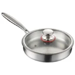 Uncoated 22-32cm frying pan, metal stainless steel frying pan, steak frying pan – top view